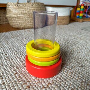 Lovevery Clear Tube with Wooden Stacking Rings, Montessori Baby Toy
